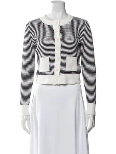 Pre-owned Sandro Striped Crew Neck Sweater In Blue