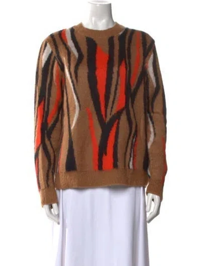 Pre-owned Sandro Striped Crew Neck Sweater In Brown
