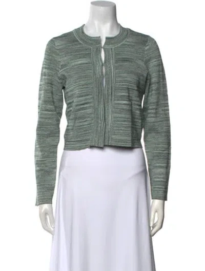 Pre-owned Sandro Striped Crew Neck Sweater In Green