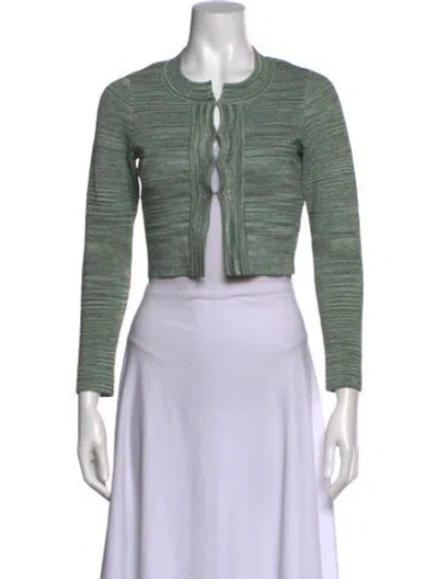Pre-owned Sandro Striped Crew Neck Sweater In Green