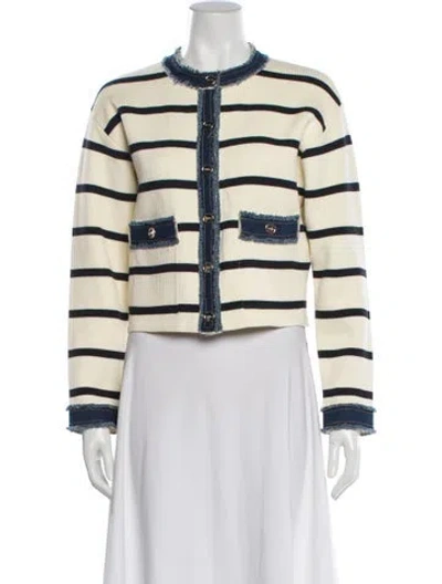 Pre-owned Sandro Striped Crew Neck Sweater In Neutral