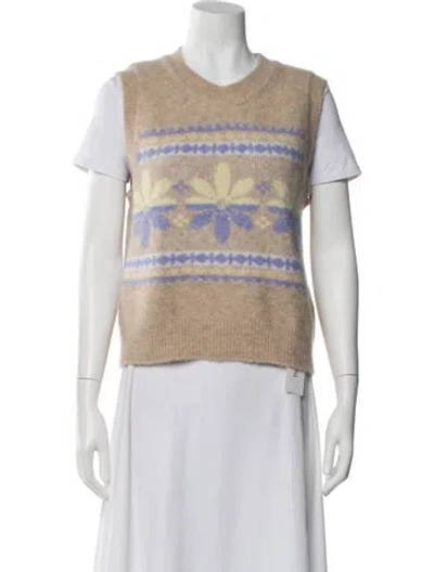 Pre-owned Sandro Striped Crew Neck Sweater In Neutral