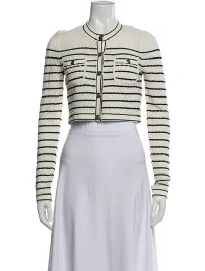 Pre-owned Sandro Striped Crew Neck Sweater In Neutral