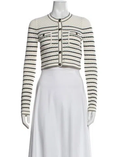 Pre-owned Sandro Striped Crew Neck Sweater In Neutrals