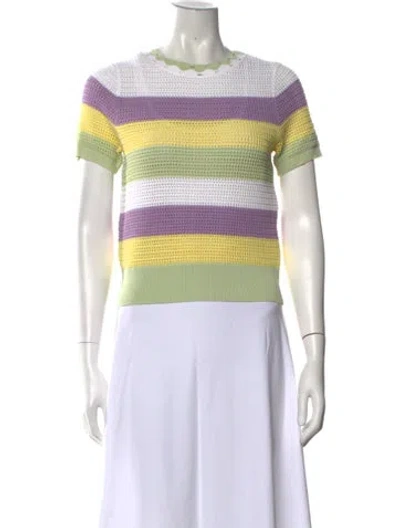 Pre-owned Sandro Striped Crew Neck Sweater In Purple