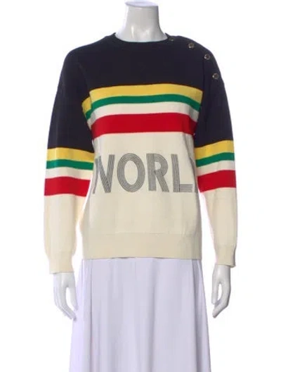Pre-owned Sandro Striped Crew Neck Sweater W/ Tags In Black