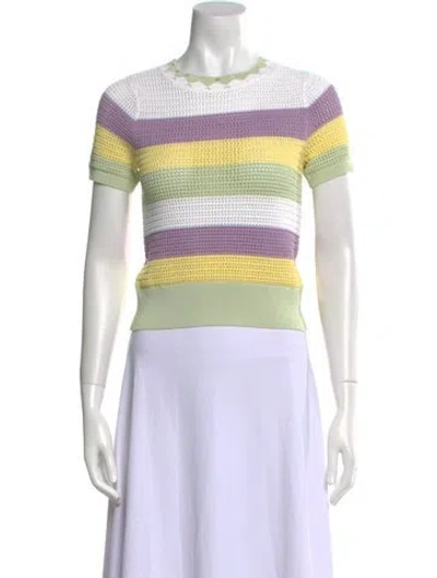 Pre-owned Sandro Striped Crew Neck Sweater In White