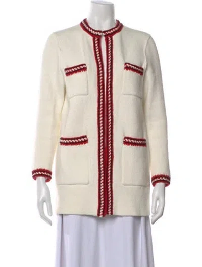 Pre-owned Sandro Striped Crew Neck Sweater In White