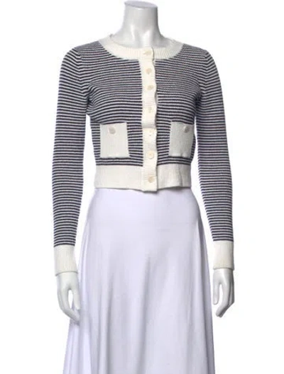 Pre-owned Sandro Striped Crew Neck Sweater In White