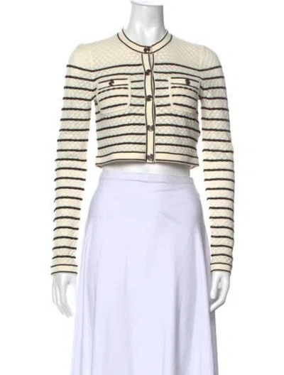 Pre-owned Sandro Striped Crew Neck Sweater In White