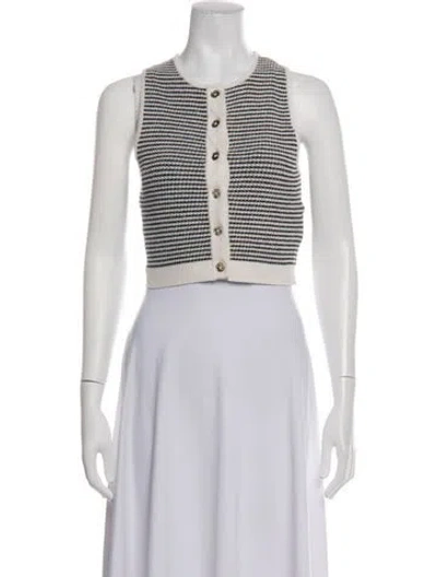 Pre-owned Sandro Striped Crew Neck Sweater In White