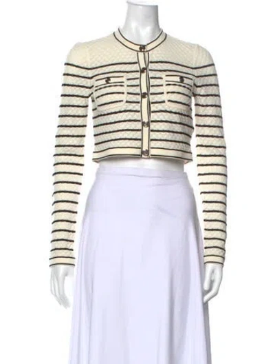 Pre-owned Sandro Striped Crew Neck Sweater In White