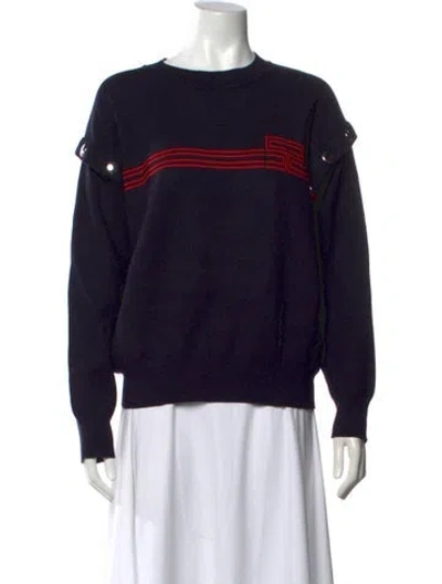 Pre-owned Sandro Striped Crew Neck Sweatshirt In Blue