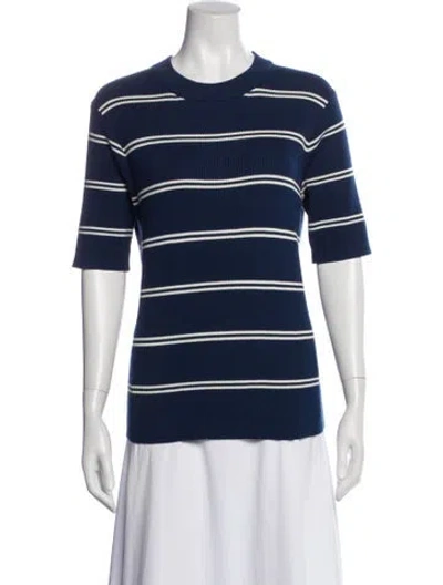 Pre-owned Sandro Striped Crew Neck Top In Blue