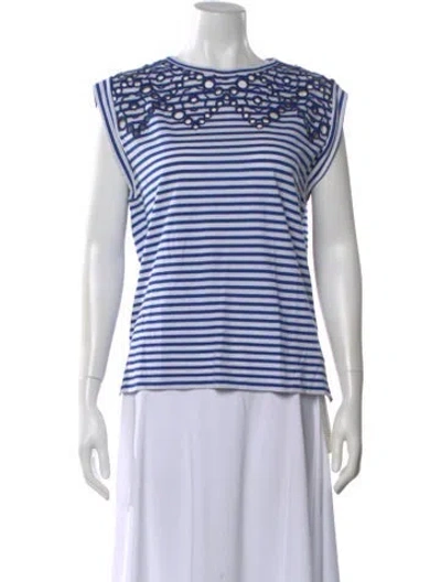 Pre-owned Sandro Striped Crew Neck Top In Blue