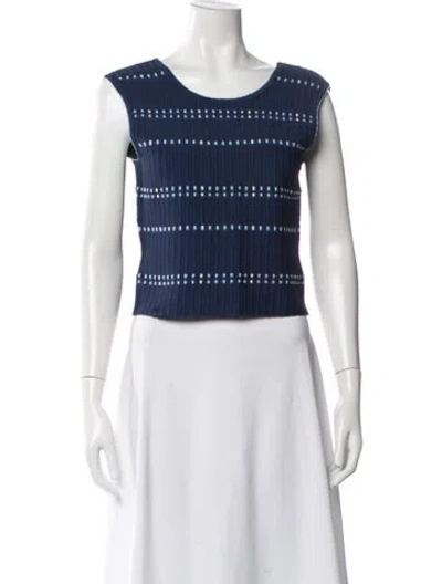 Pre-owned Sandro Striped Crew Neck Top In Blue