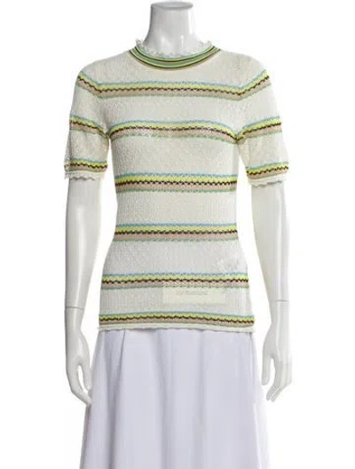 Pre-owned Sandro Striped Crew Neck Top In Neutral