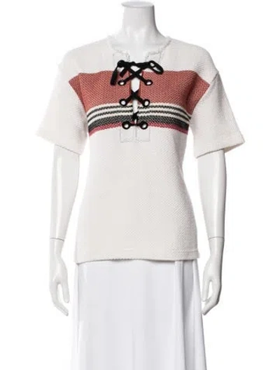 Pre-owned Sandro Striped Crew Neck Top In Neutral