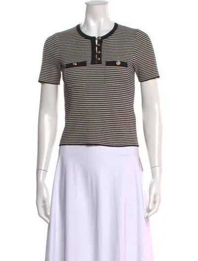 Pre-owned Sandro Striped Crew Neck Top In Neutral