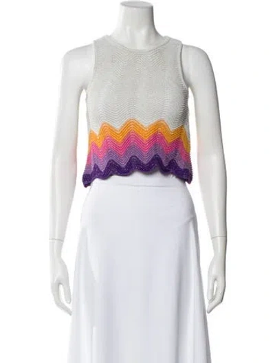 Pre-owned Sandro Striped Crew Neck Top In White