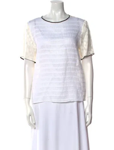 Pre-owned Sandro Striped Crew Neck Top In White