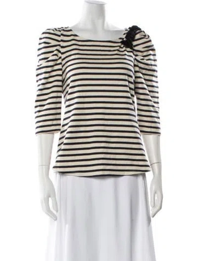 Pre-owned Sandro Striped Crew Neck Top In White