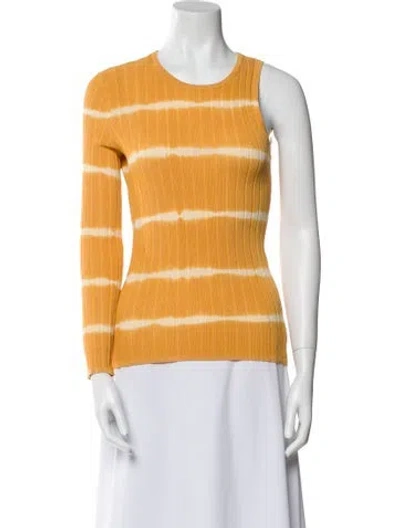 Pre-owned Sandro Striped Crew Neck Top In Yellow