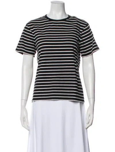 Pre-owned Sandro Striped Crew Neck T-shirt In Black