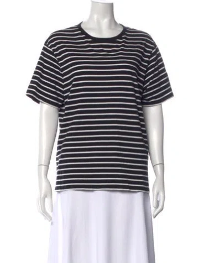 Pre-owned Sandro Striped Crew Neck T-shirt In Black