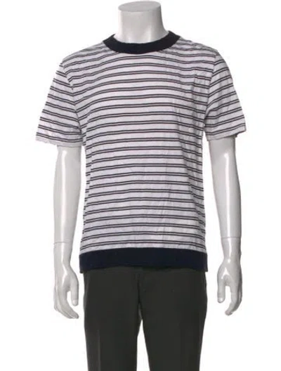 Pre-owned Sandro Striped Crew Neck T-shirt In White