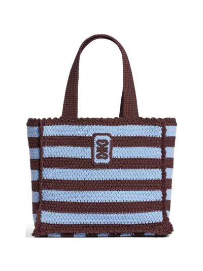 Sandro Striped Crochet-knit Tote Bag In Blue