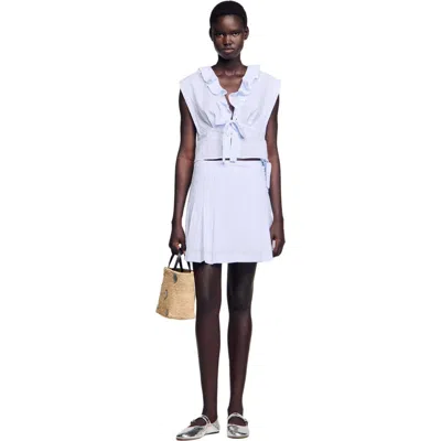 Sandro Striped Crop Top In White