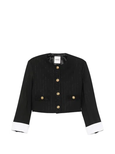 Sandro Striped Cropped Blazer In Black