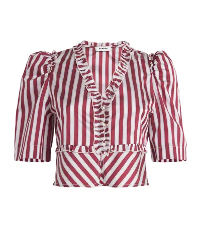 SANDRO STRIPED CROPPED BLOUSE