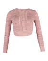 Sandro Striped Cropped Cardigan In Pink Viscose In Pink
