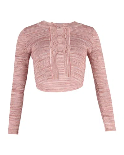 Sandro Striped Cropped Cardigan In Pink Viscose