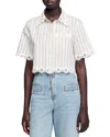 Sandro Striped Cropped Shirt In Ecru Jean