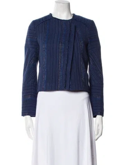 Pre-owned Sandro Striped Denim Jacket In Blue