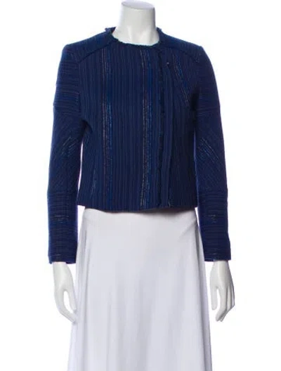 Pre-owned Sandro Striped Denim Jacket In Blue