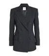 Sandro Striped Double-breasted Blazer In Black