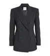 Sandro Striped Double-breasted Blazer In Black