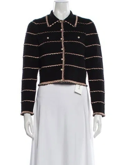 Pre-owned Sandro Striped Evening Jacket In Black