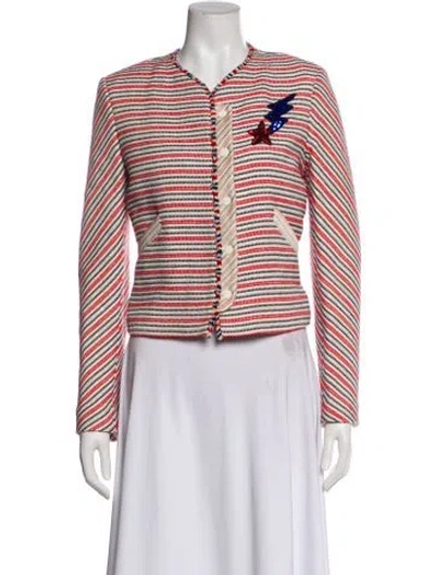 Pre-owned Sandro Striped Evening Jacket In Red