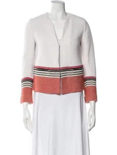Pre-owned Sandro Striped Evening Jacket In White