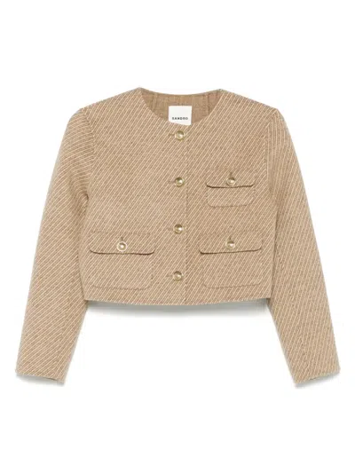 Sandro ストライプ ジャケット In Nude