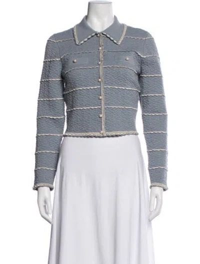 Pre-owned Sandro Striped Jacket In Blue