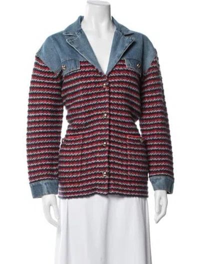 Pre-owned Sandro Striped Jacket In Blue