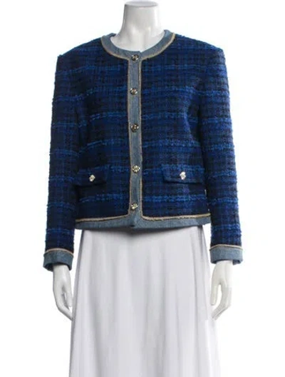 Pre-owned Sandro Striped Jacket In Blue