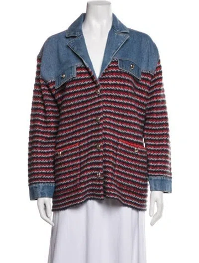 Pre-owned Sandro Striped Jacket In Blue/red