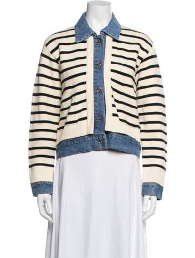 Pre-owned Sandro Striped Jacket W/ Tags In Neutrals